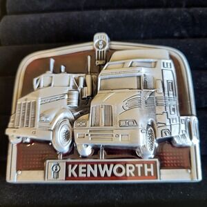 Kenworth Belt Buckle Metal & Red Enamel Finish Trucker Transportation Diesel
